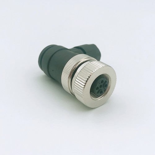M12 right angled field wireable female connector