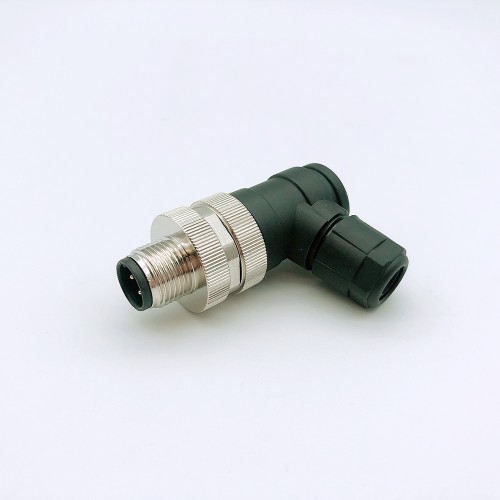 M12 right angled field wireable male connector